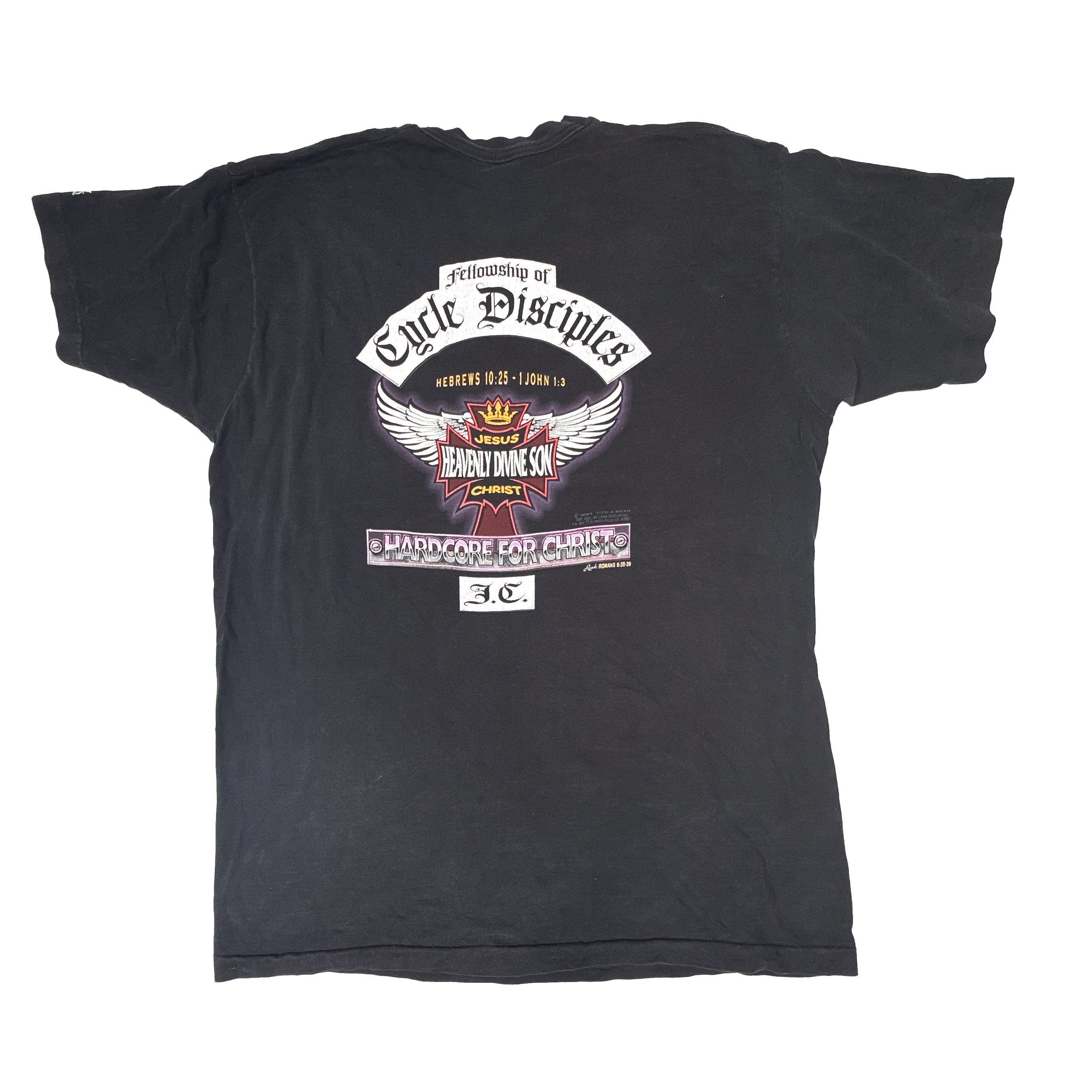 トップス 90's JESUS HEAVENLY DIVINESON CHRIST Tee 1990s JESUS CHRIST HEAVENLY DIVINE SON Tシャツ 実寸L - 古着